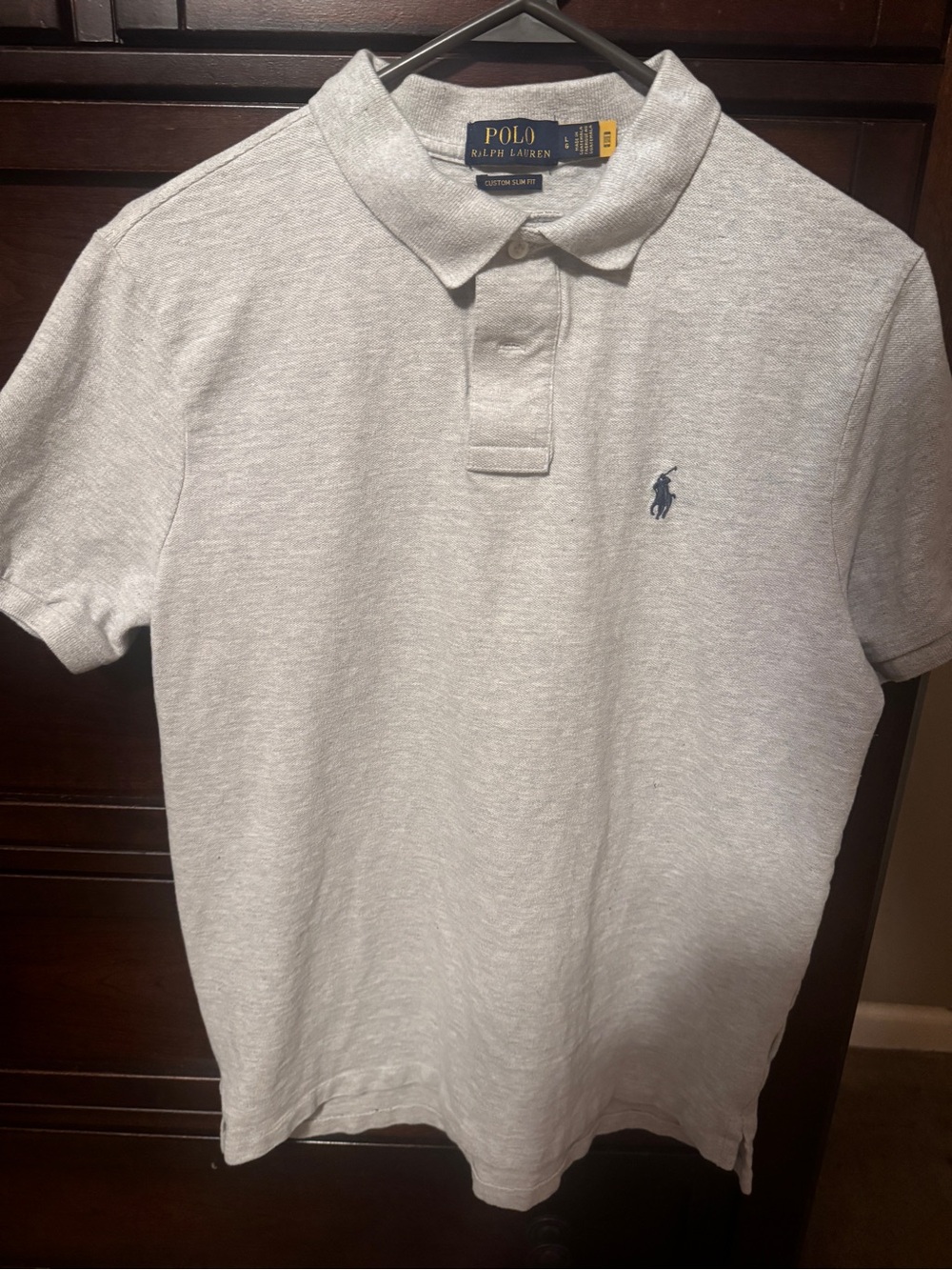 Ralph Lauren Men’s Heather Light Gray Polo with Navy Pony